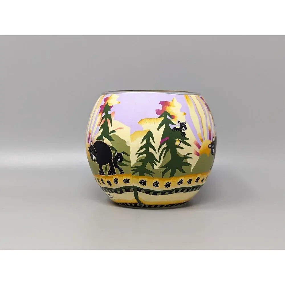 Grand Lake Colorado Bears Glowing Glass Tealight Candle Holder Peggy Kupper